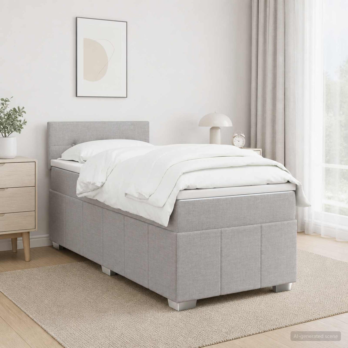 vidaXL Κρεβάτι box spring με στρώμα Ανοιχτό γκρι 80 x 200 cm Ύφασμα