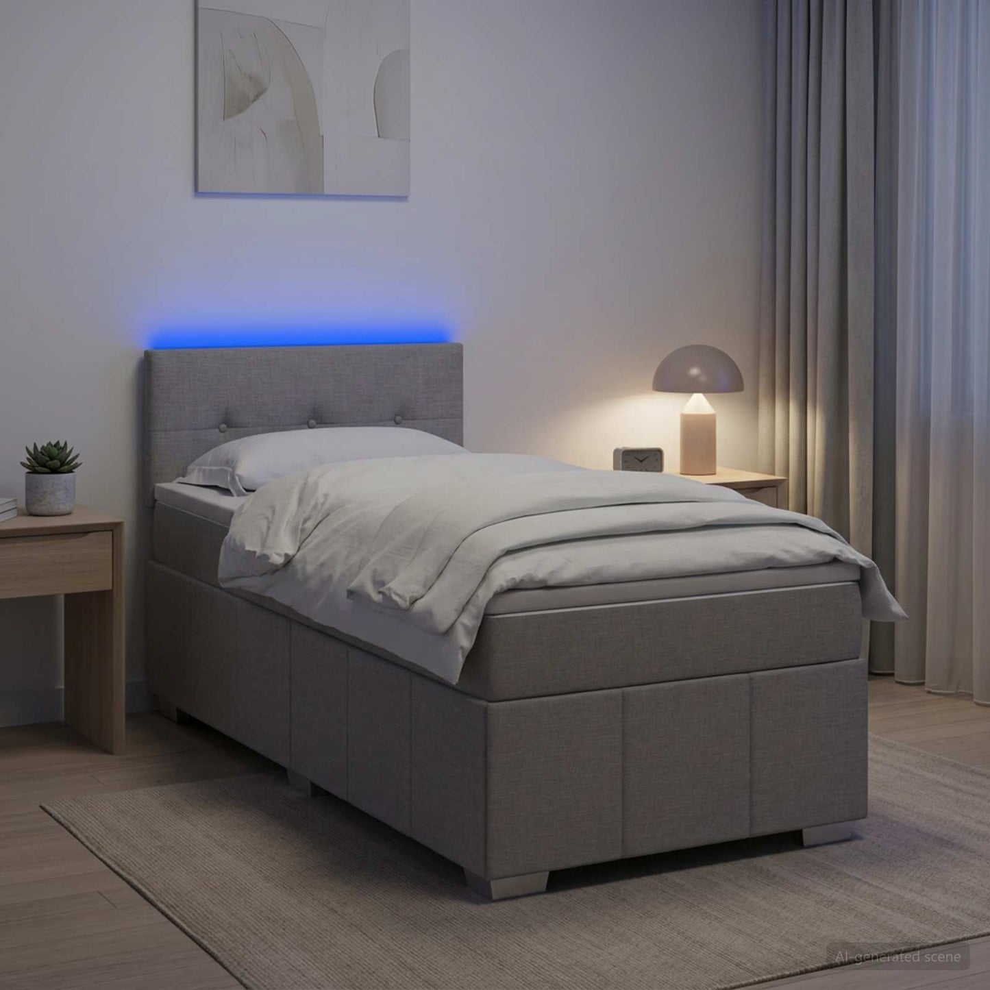 vidaXL Κρεβάτι box spring με στρώμα Ανοιχτό γκρι 90 x 200 cm Ύφασμα