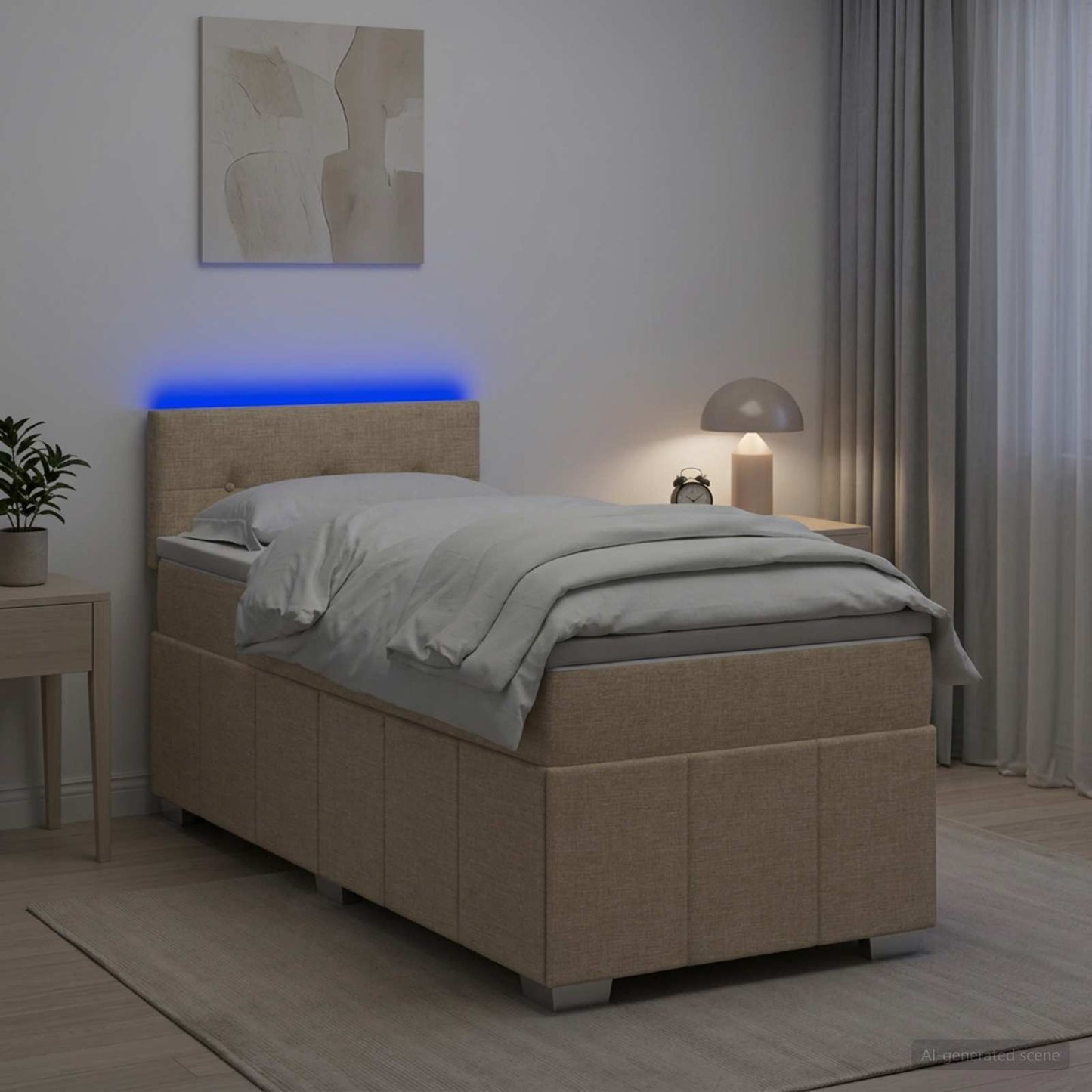 vidaXL Κρεβάτι box spring με στρώμα Κρεμ 90 x 200 cm Ύφασμα