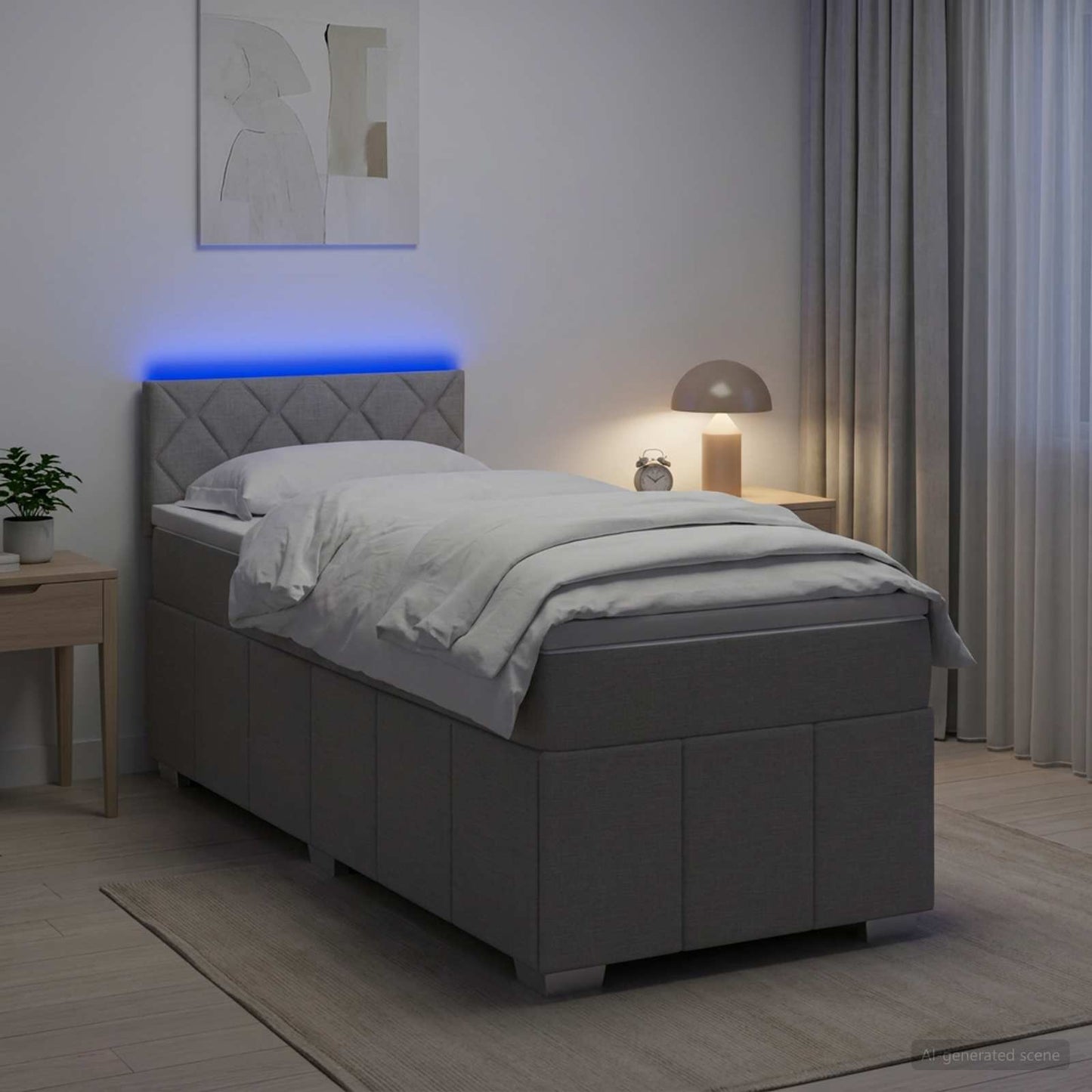 vidaXL Κρεβάτι box spring με στρώμα Ανοιχτό γκρι 90 x 200 cm Ύφασμα