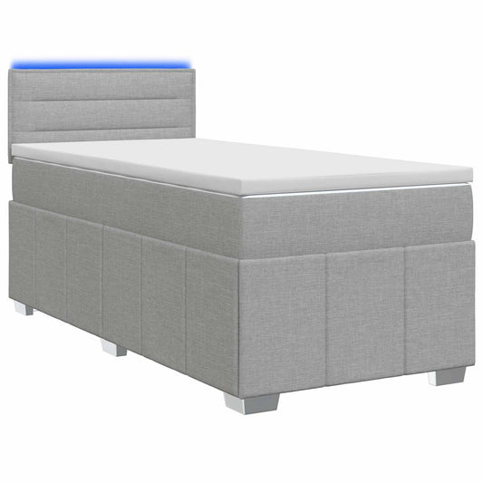 vidaXL Κρεβάτι box spring με στρώμα Ανοιχτό γκρι 90 x 200 cm Ύφασμα