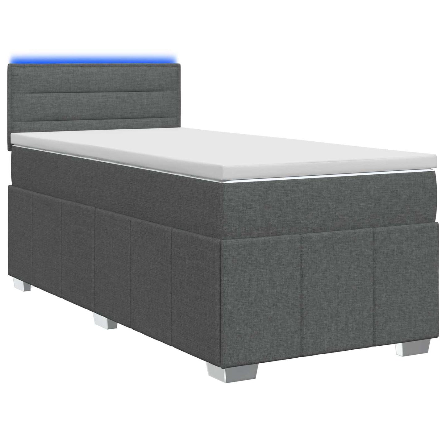 vidaXL Κρεβάτι box spring με στρώμα Σκούρο Γκρι 90 x 200 cm Ύφασμα