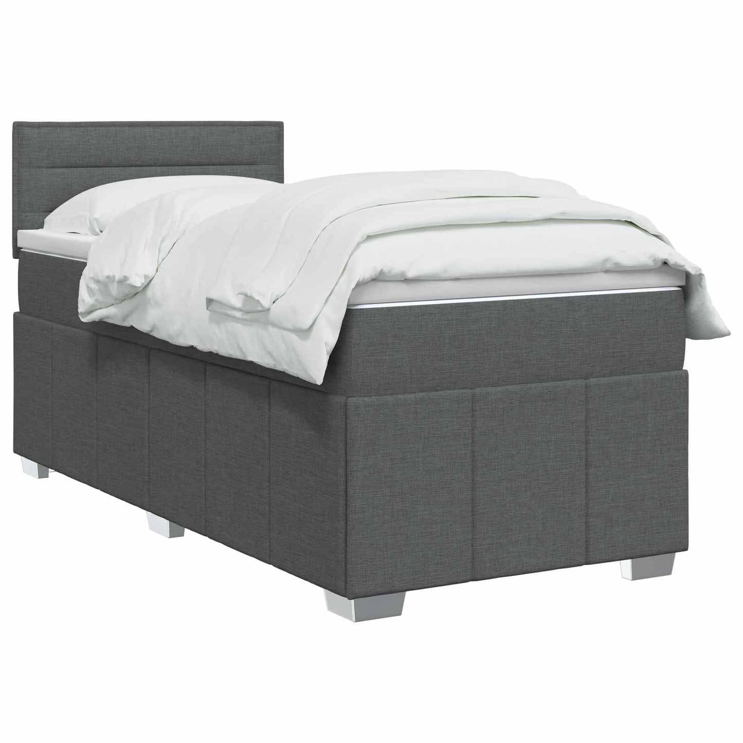vidaXL Κρεβάτι box spring με στρώμα Σκούρο Γκρι 90 x 200 cm Ύφασμα