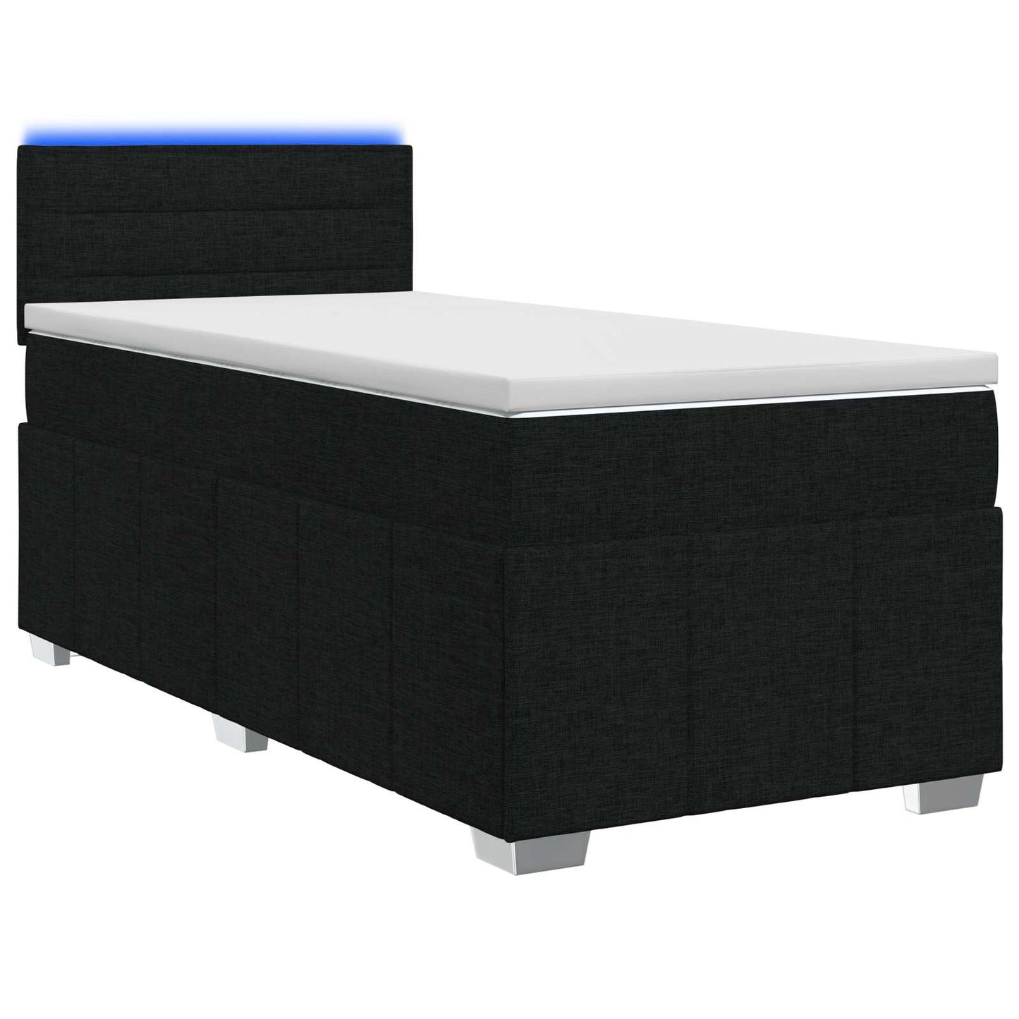 vidaXL Κρεβάτι box spring με στρώμα Μαύρο 90 x 200 cm Ύφασμα