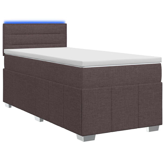 vidaXL Κρεβάτι box spring με στρώμα Σκούρο Καφέ 90 x 200 cm Ύφασμα