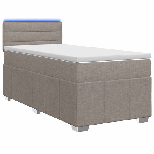 vidaXL Κρεβάτι box spring με στρώμα Taupe 90 x 200 cm Ύφασμα