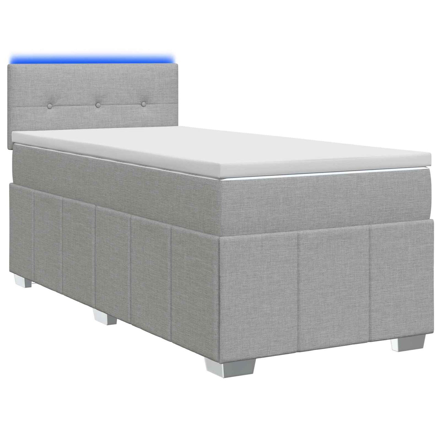 vidaXL Κρεβάτι box spring με στρώμα Ανοιχτό γκρι 90 x 200 cm Ύφασμα
