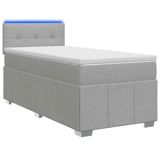 vidaXL Κρεβάτι box spring με στρώμα Ανοιχτό γκρι 90 x 200 cm Ύφασμα
