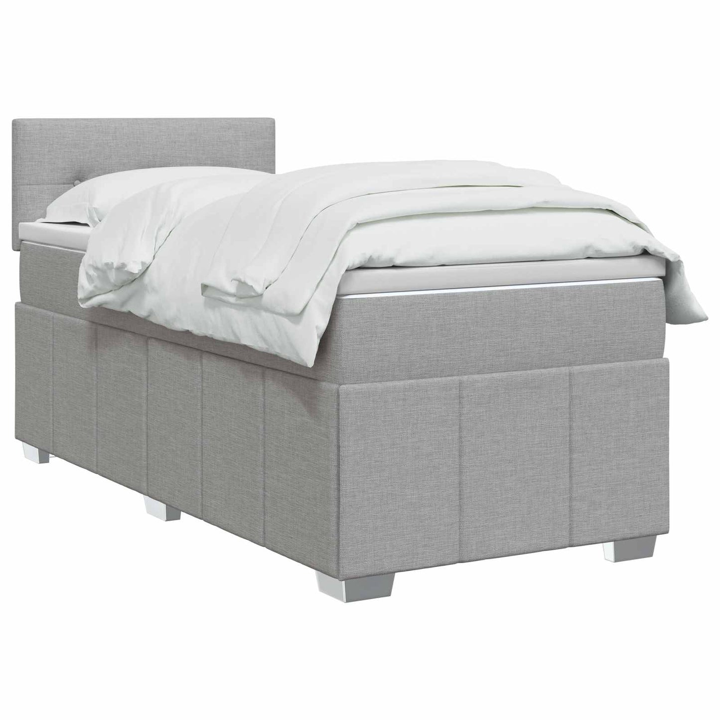 vidaXL Κρεβάτι box spring με στρώμα Ανοιχτό γκρι 90 x 200 cm Ύφασμα