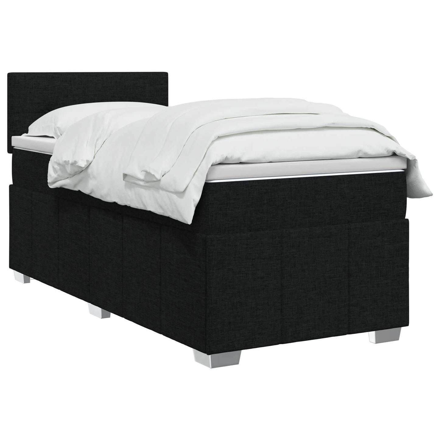 vidaXL Κρεβάτι box spring με στρώμα Μαύρο 90 x 200 cm Ύφασμα