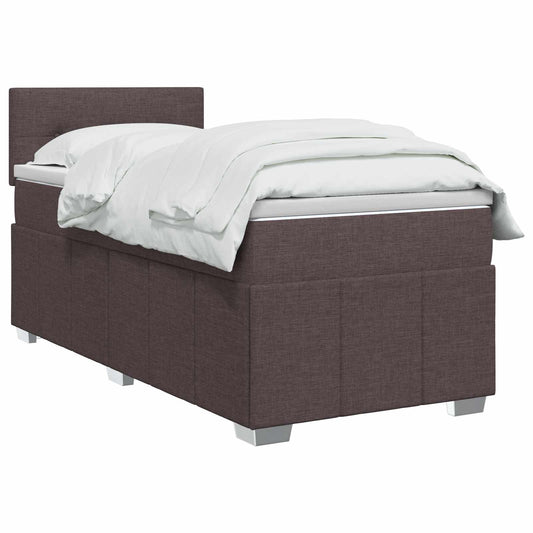 vidaXL Κρεβάτι box spring με στρώμα Σκούρο Καφέ 90 x 200 cm Ύφασμα
