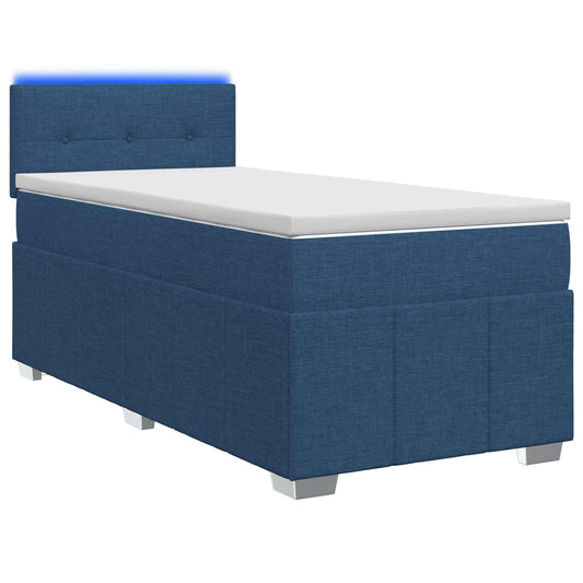 vidaXL Κρεβάτι box spring με στρώμα Μπλε 90 x 200 cm Ύφασμα