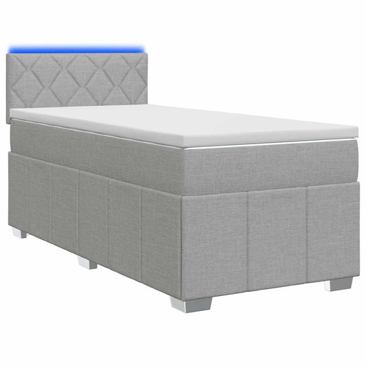 vidaXL Κρεβάτι box spring με στρώμα Ανοιχτό γκρι 90 x 200 cm Ύφασμα