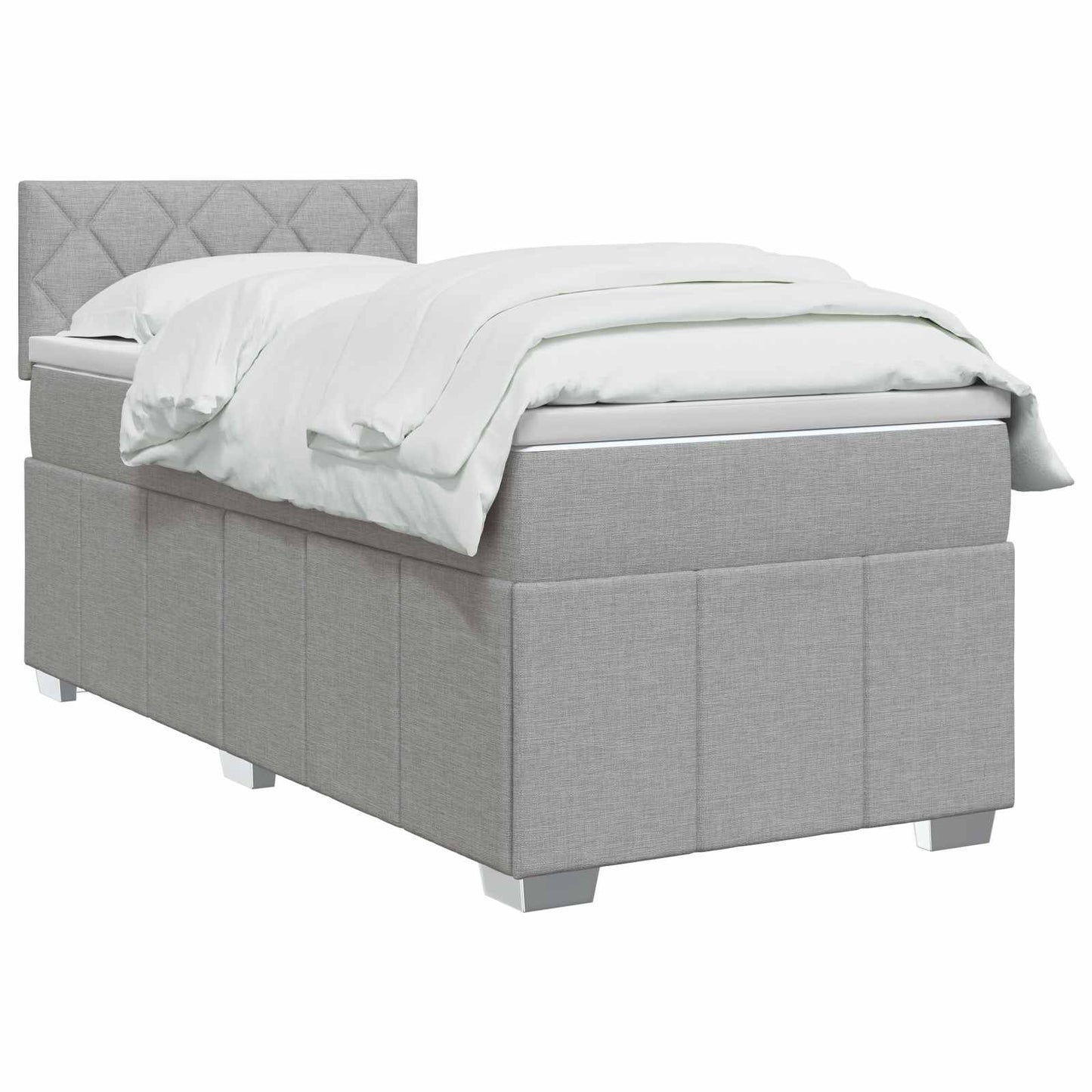 vidaXL Κρεβάτι box spring με στρώμα Ανοιχτό γκρι 90 x 200 cm Ύφασμα