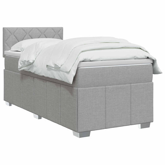 vidaXL Κρεβάτι box spring με στρώμα Ανοιχτό γκρι 90 x 200 cm Ύφασμα