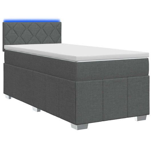 vidaXL Κρεβάτι box spring με στρώμα Σκούρο Γκρι 90 x 200 cm Ύφασμα