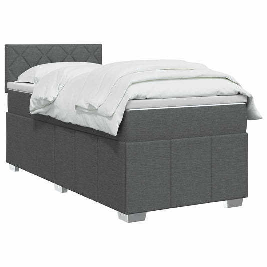 vidaXL Κρεβάτι box spring με στρώμα Σκούρο Γκρι 90 x 200 cm Ύφασμα