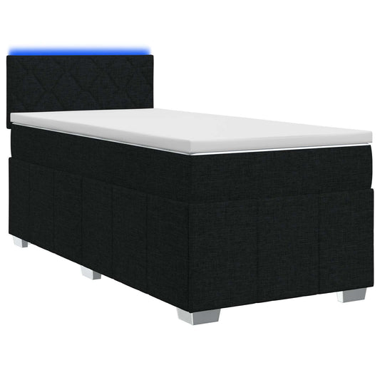 vidaXL Κρεβάτι box spring με στρώμα Μαύρο 90 x 200 cm Ύφασμα