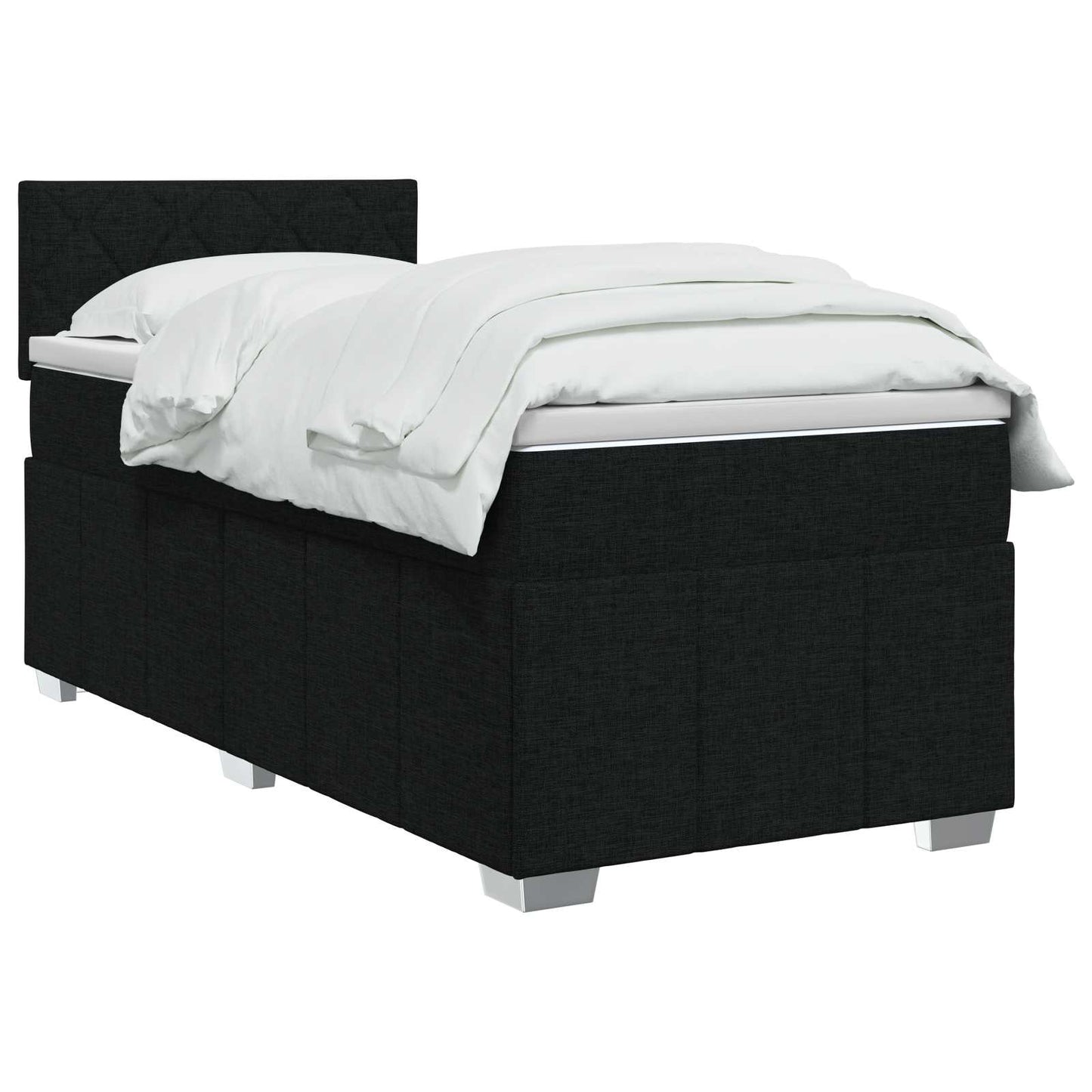 vidaXL Κρεβάτι box spring με στρώμα Μαύρο 90 x 200 cm Ύφασμα