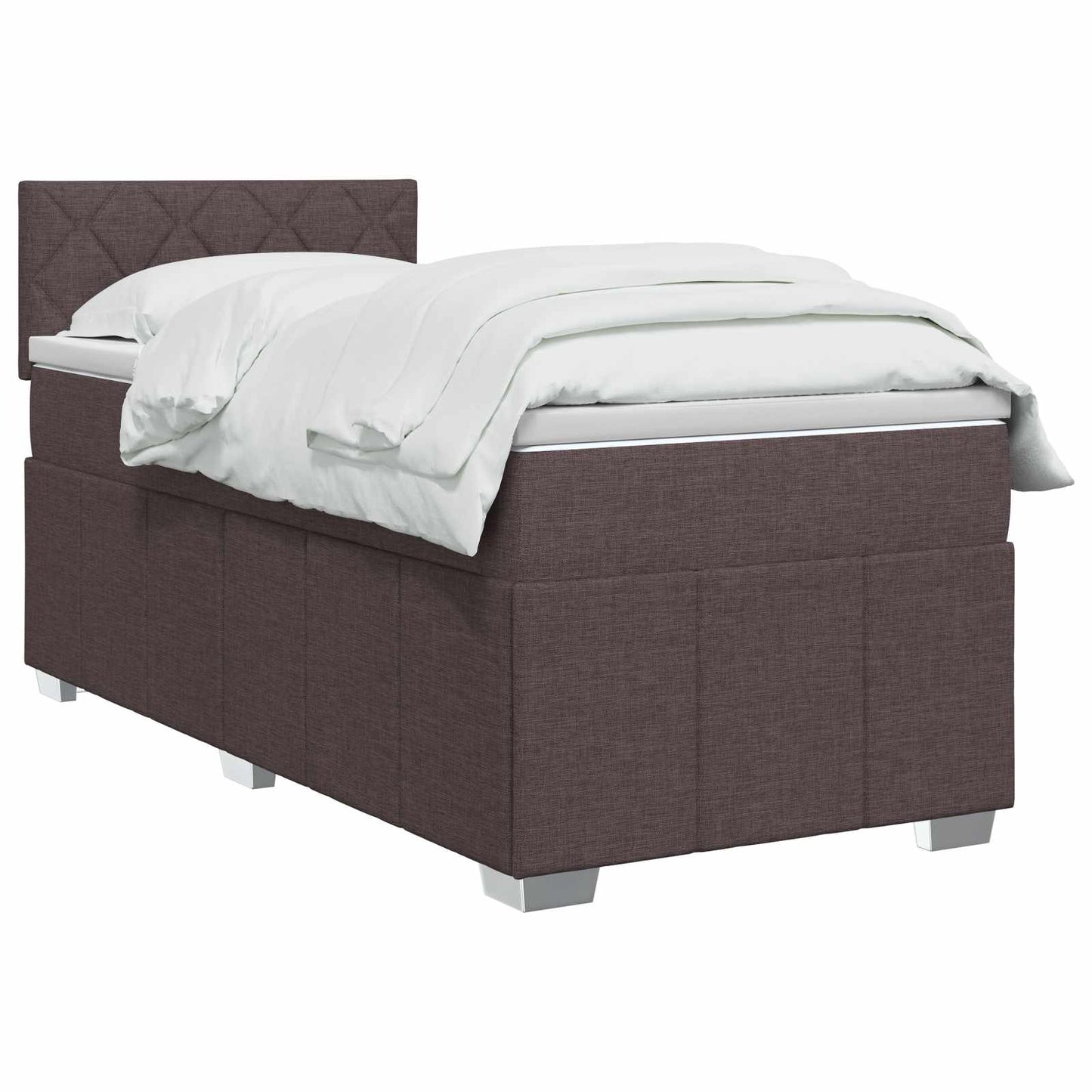 vidaXL Κρεβάτι box spring με στρώμα Σκούρο Καφέ 90 x 200 cm Ύφασμα