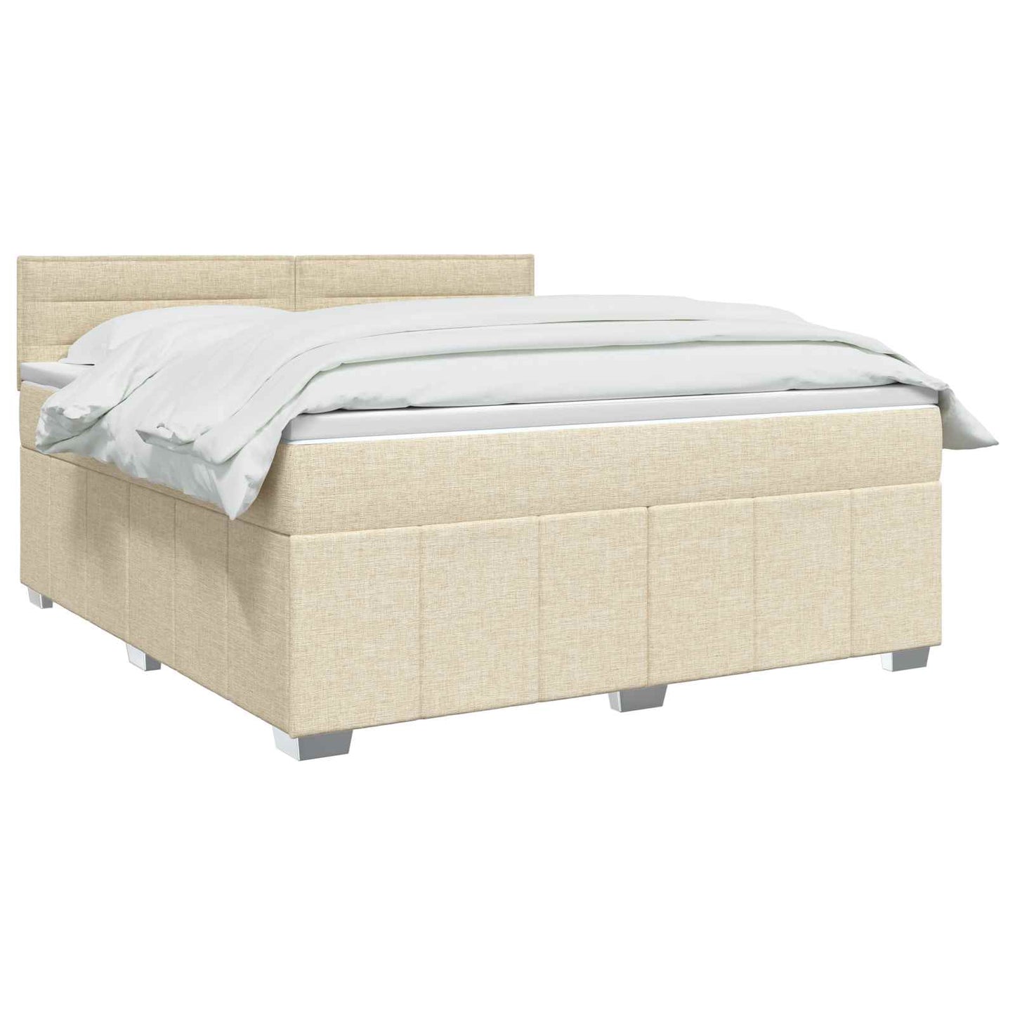 vidaXL Κρεβάτι box spring με στρώμα Κρεμ 140 x 190 cm Ύφασμα