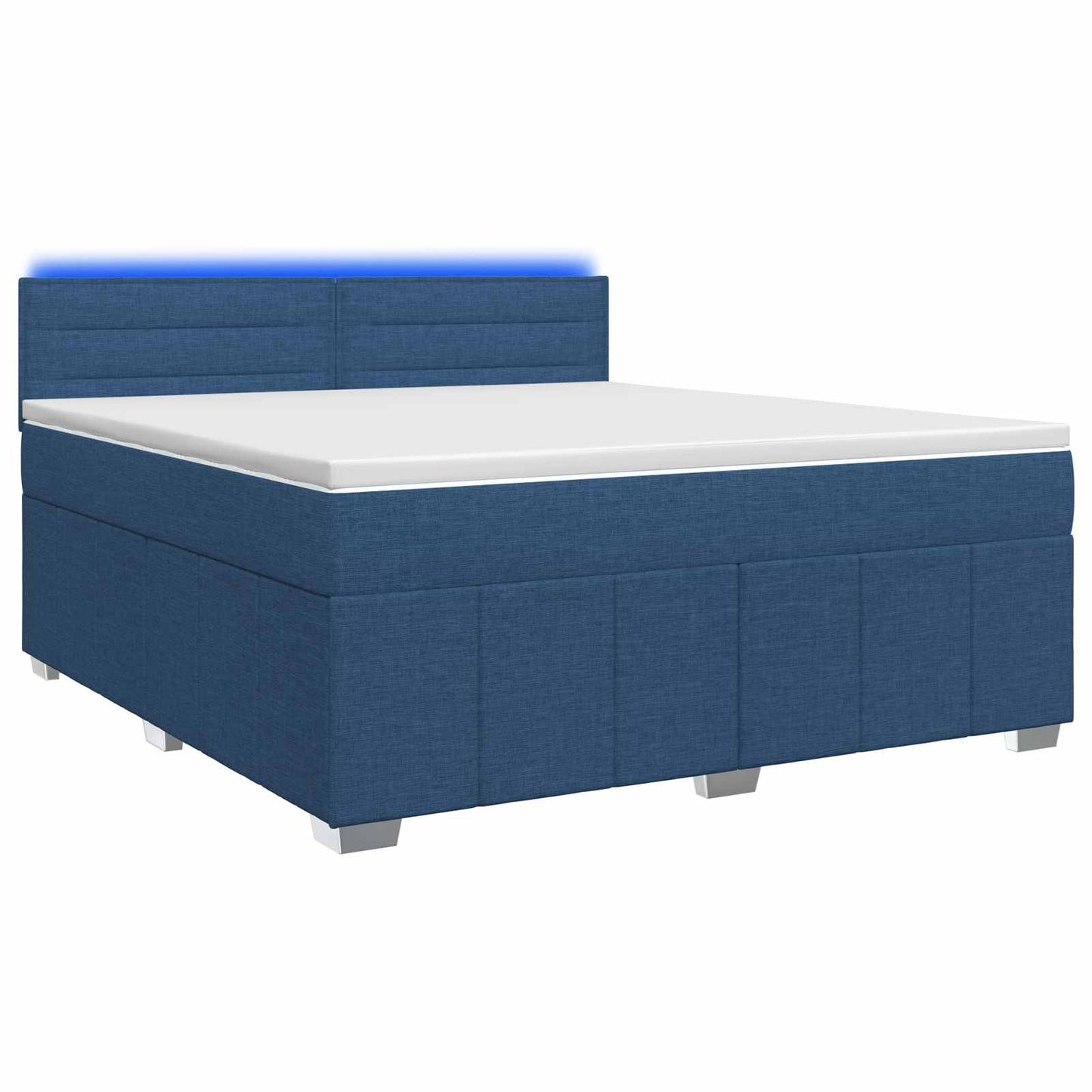 vidaXL Κρεβάτι box spring με στρώμα Μπλε 140 x 200 cm Ύφασμα