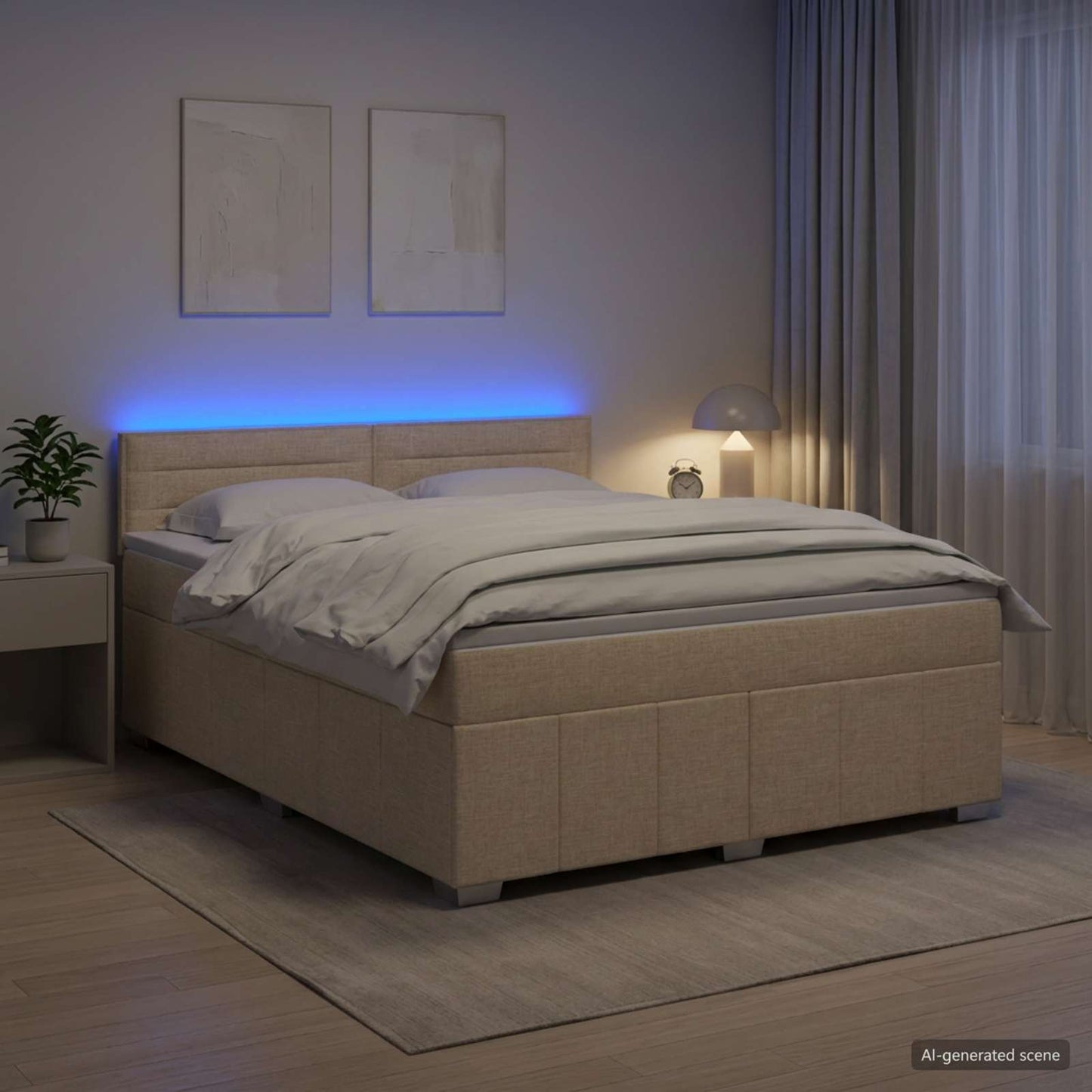 vidaXL Κρεβάτι box spring με στρώμα Κρεμ 140 x 200 cm Ύφασμα