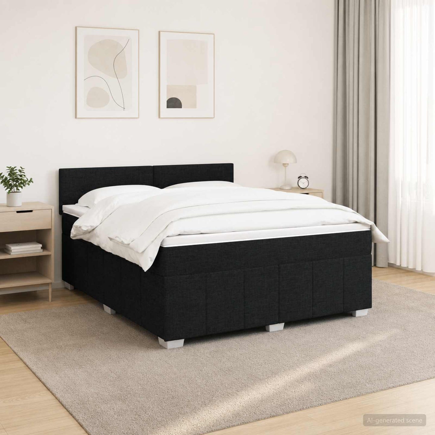 vidaXL Κρεβάτι box spring με στρώμα Μαύρο 160 x 200 cm Ύφασμα