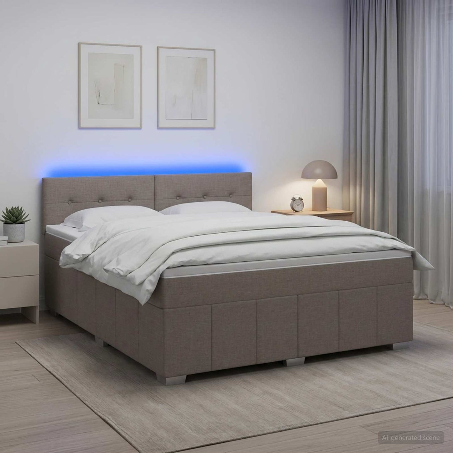 vidaXL Κρεβάτι box spring με στρώμα Taupe 160 x 200 cm Ύφασμα