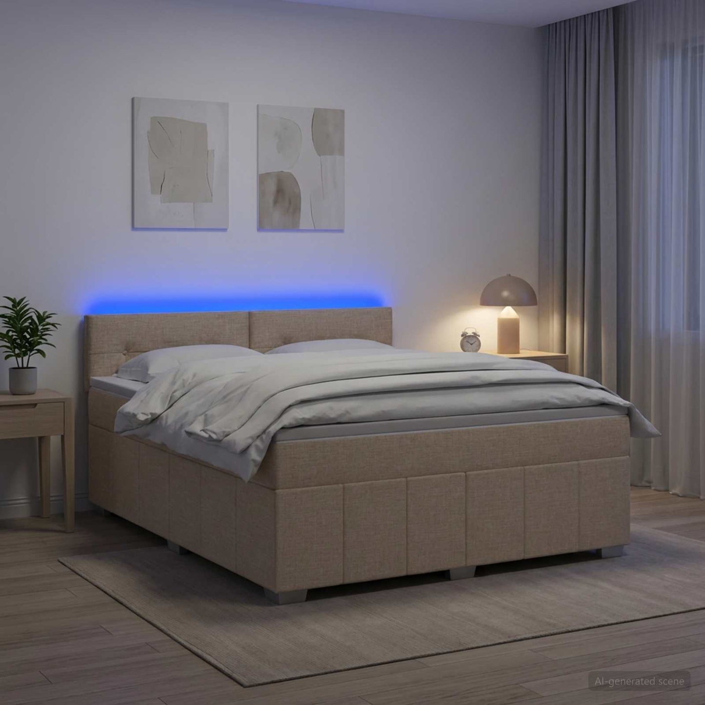 vidaXL Κρεβάτι box spring με στρώμα Κρεμ 140 x 190 cm Ύφασμα