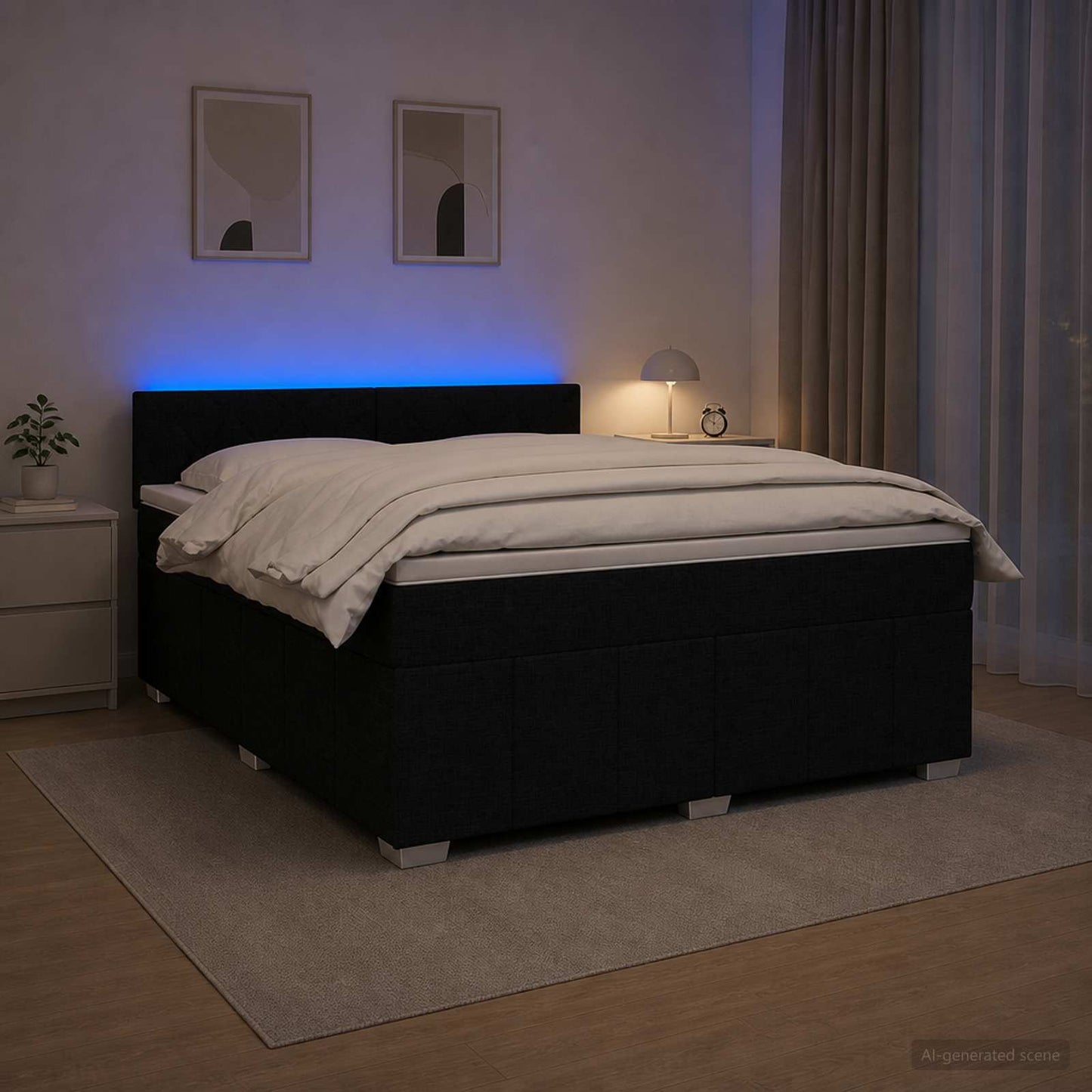 vidaXL Κρεβάτι box spring με στρώμα Μαύρο 160 x 200 cm Ύφασμα