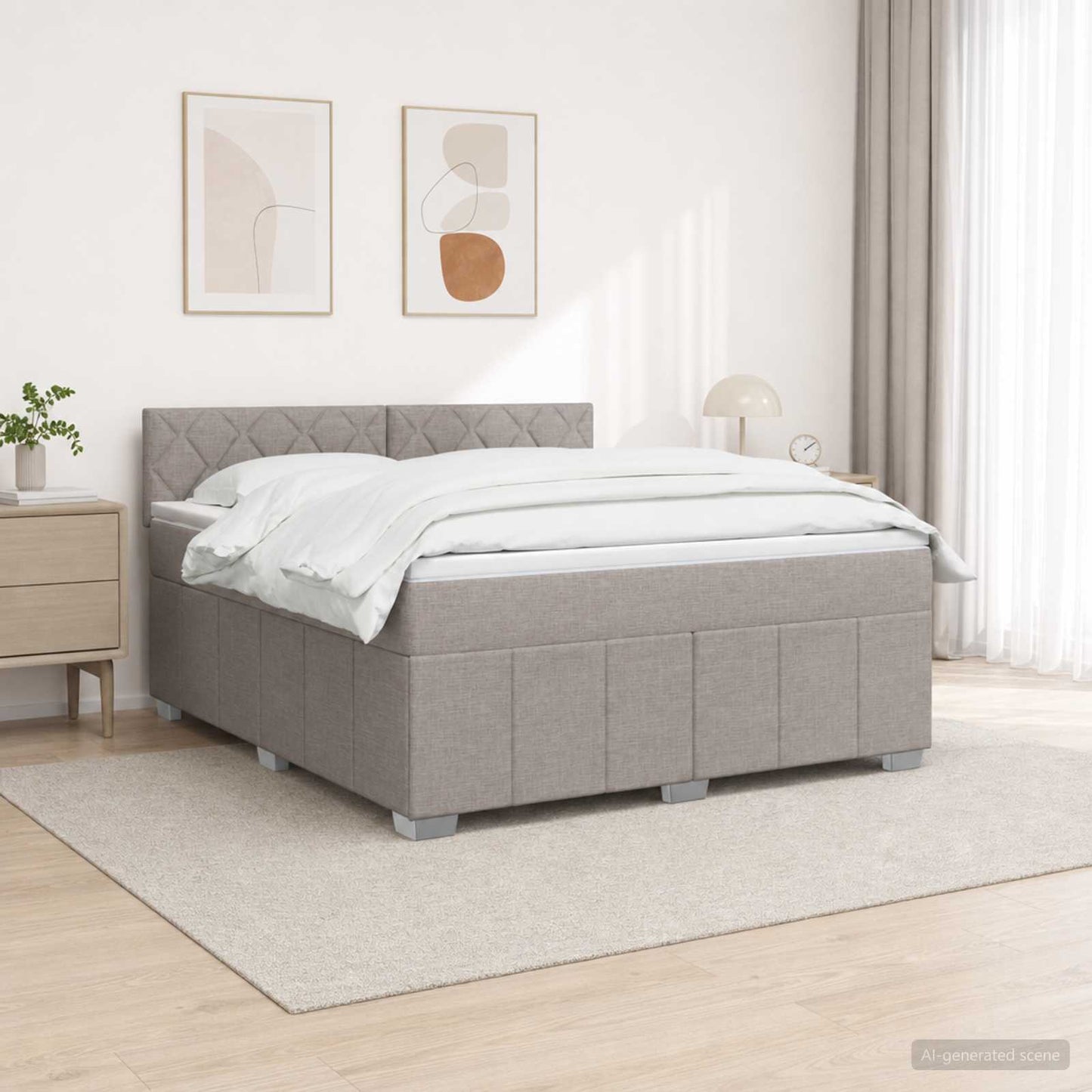 vidaXL Κρεβάτι box spring με στρώμα Taupe 140 x 190 cm Ύφασμα
