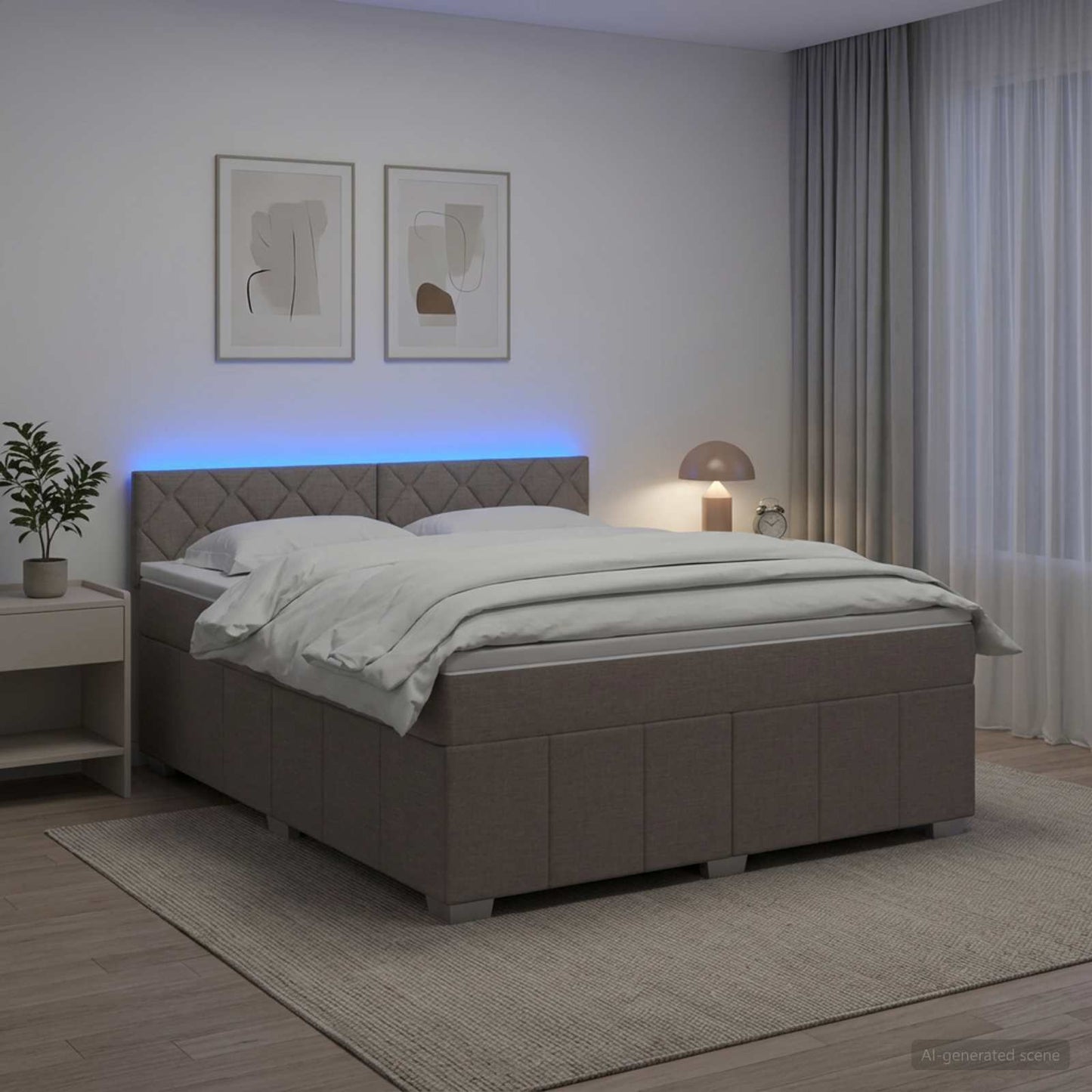 vidaXL Κρεβάτι box spring με στρώμα Taupe 180 x 200 cm Ύφασμα