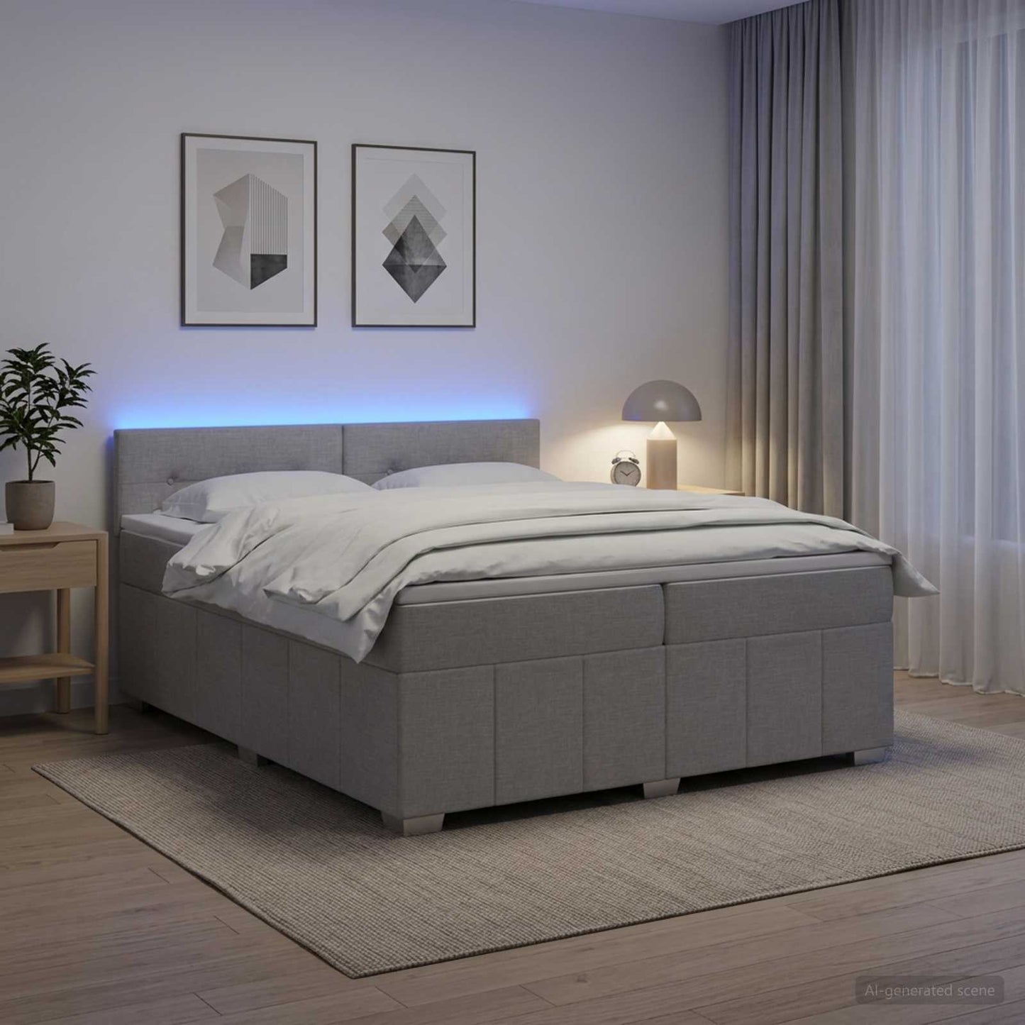 vidaXL Κρεβάτι box spring με στρώμα Ανοιχτό γκρι 200 x 200 cm Ύφασμα