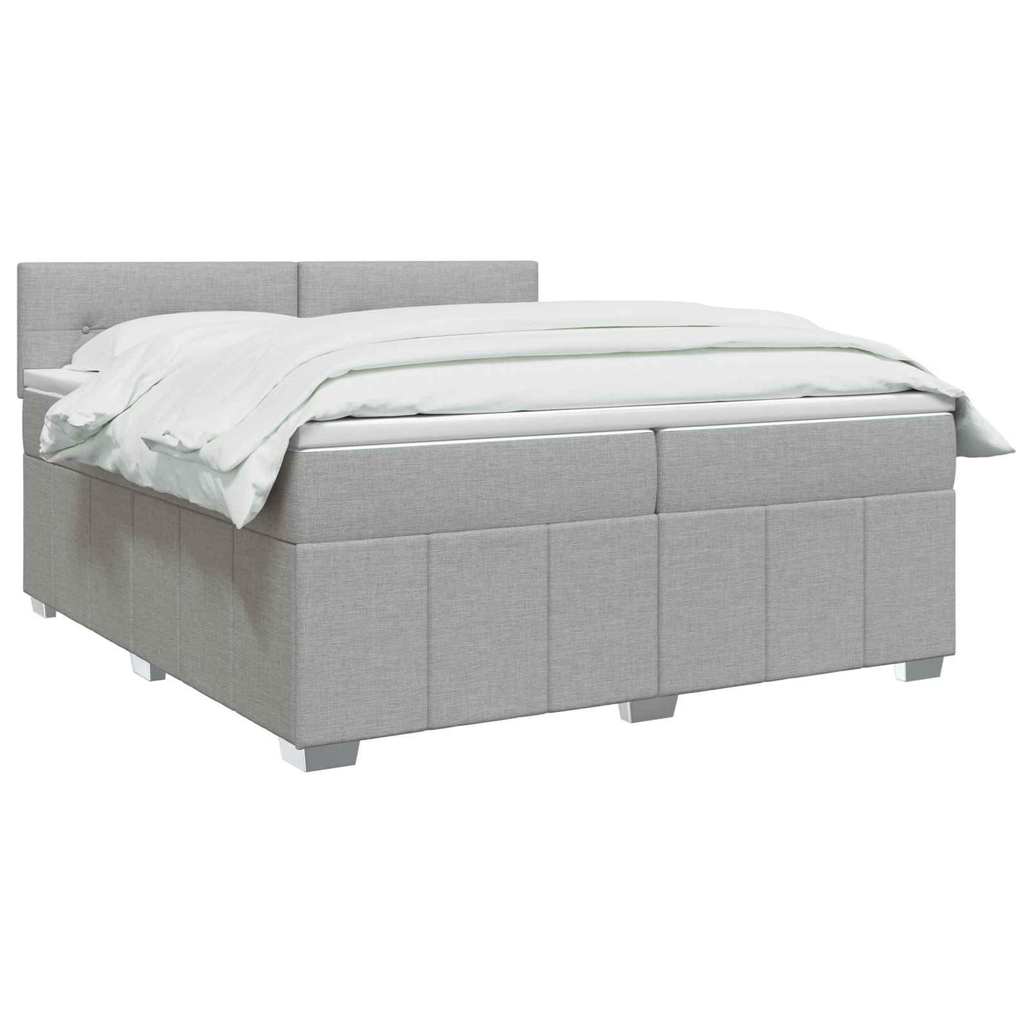 vidaXL Κρεβάτι box spring με στρώμα Ανοιχτό γκρι 200 x 200 cm Ύφασμα