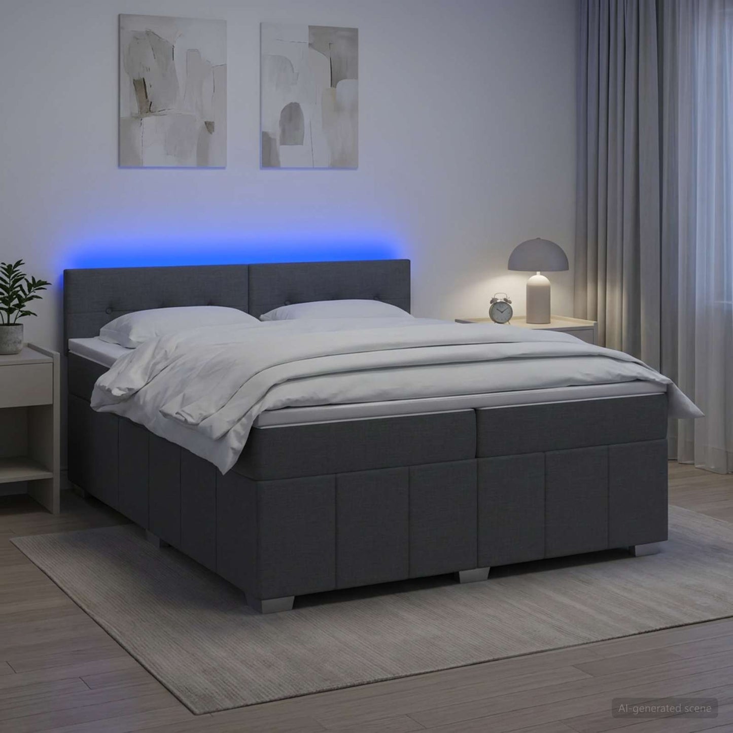 vidaXL Κρεβάτι box spring με στρώμα Σκούρο Γκρι 200 x 200 cm Ύφασμα