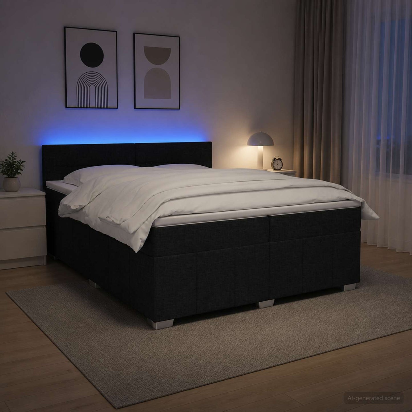 vidaXL Κρεβάτι box spring με στρώμα Μαύρο 200 x 200 cm Ύφασμα