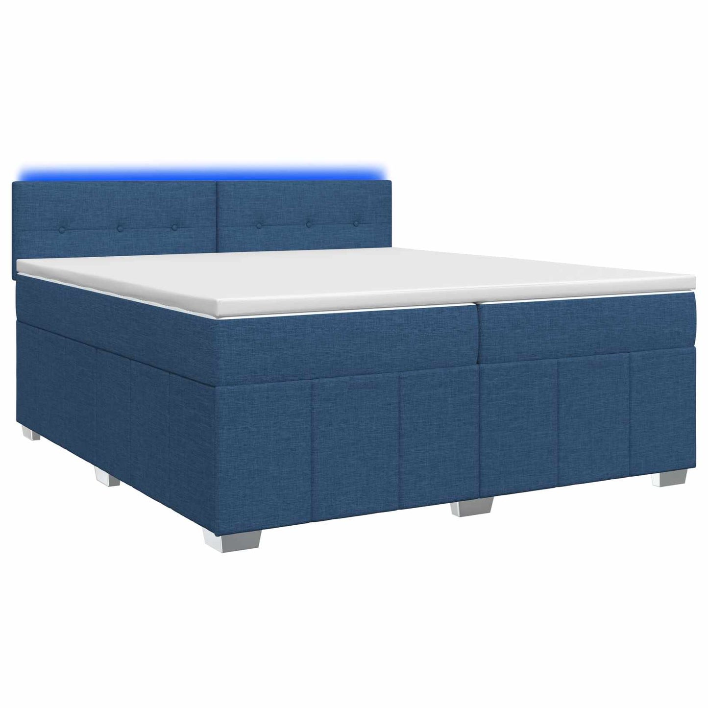 vidaXL Κρεβάτι box spring με στρώμα Μπλε 200 x 200 cm Ύφασμα
