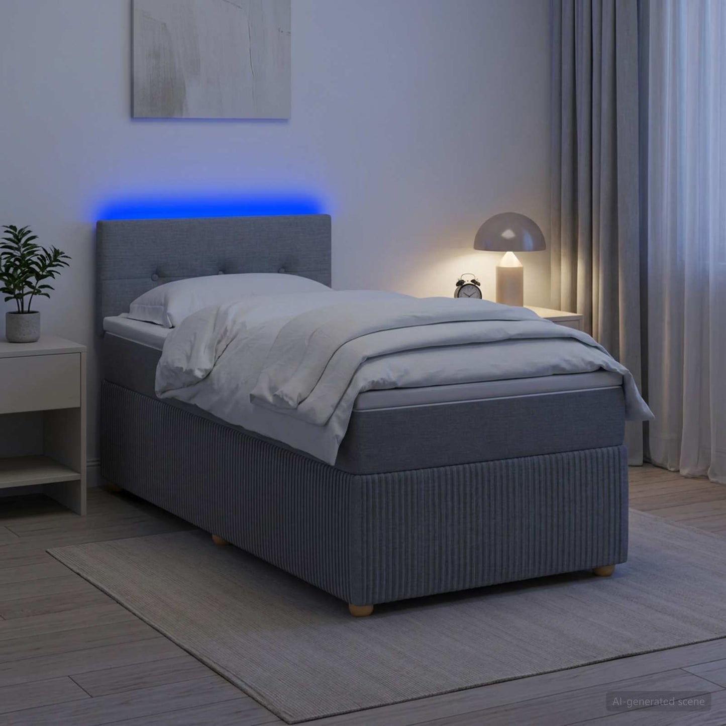 vidaXL Κρεβάτι box spring με στρώμα Ανοιχτό γκρι 80 x 200 cm Ύφασμα