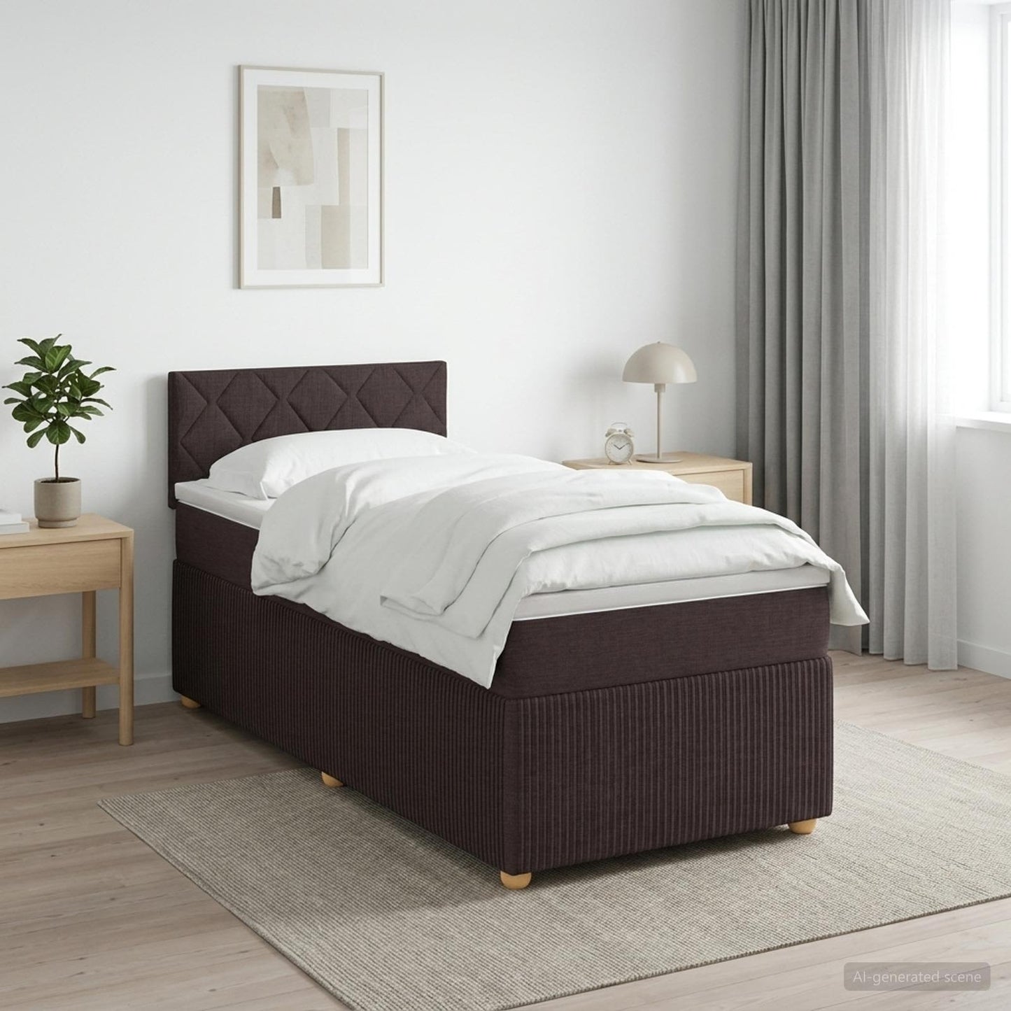 vidaXL Κρεβάτι box spring με στρώμα Σκούρο Καφέ 80 x 200 cm Ύφασμα