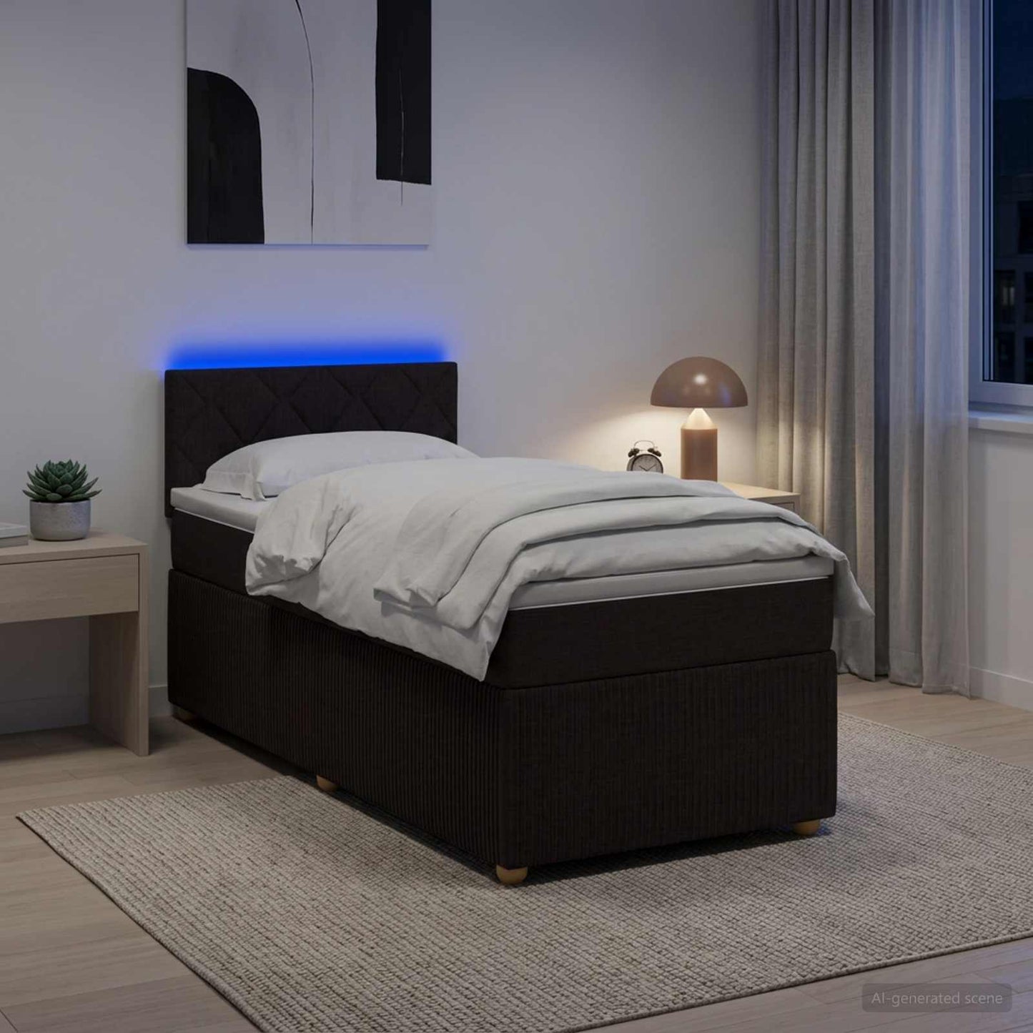 vidaXL Κρεβάτι box spring με στρώμα Σκούρο Καφέ 80 x 200 cm Ύφασμα