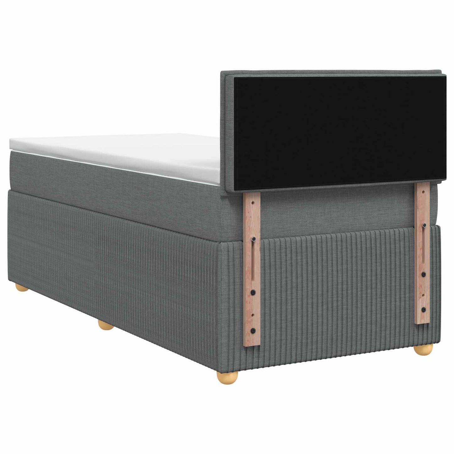 vidaXL Κρεβάτι box spring με στρώμα Σκούρο Γκρι 90 x 200 cm Ύφασμα