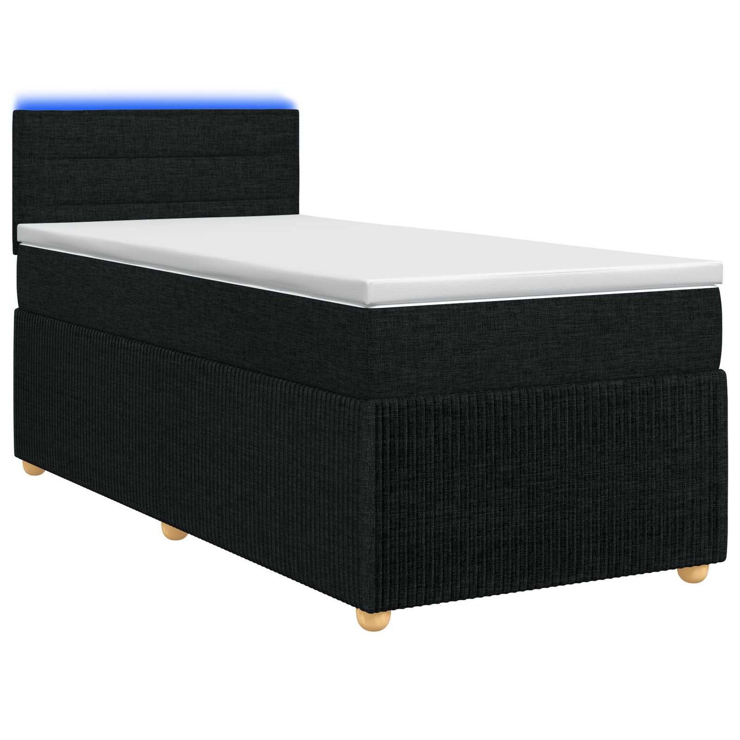 vidaXL Κρεβάτι box spring με στρώμα Μαύρο 90 x 200 cm Ύφασμα