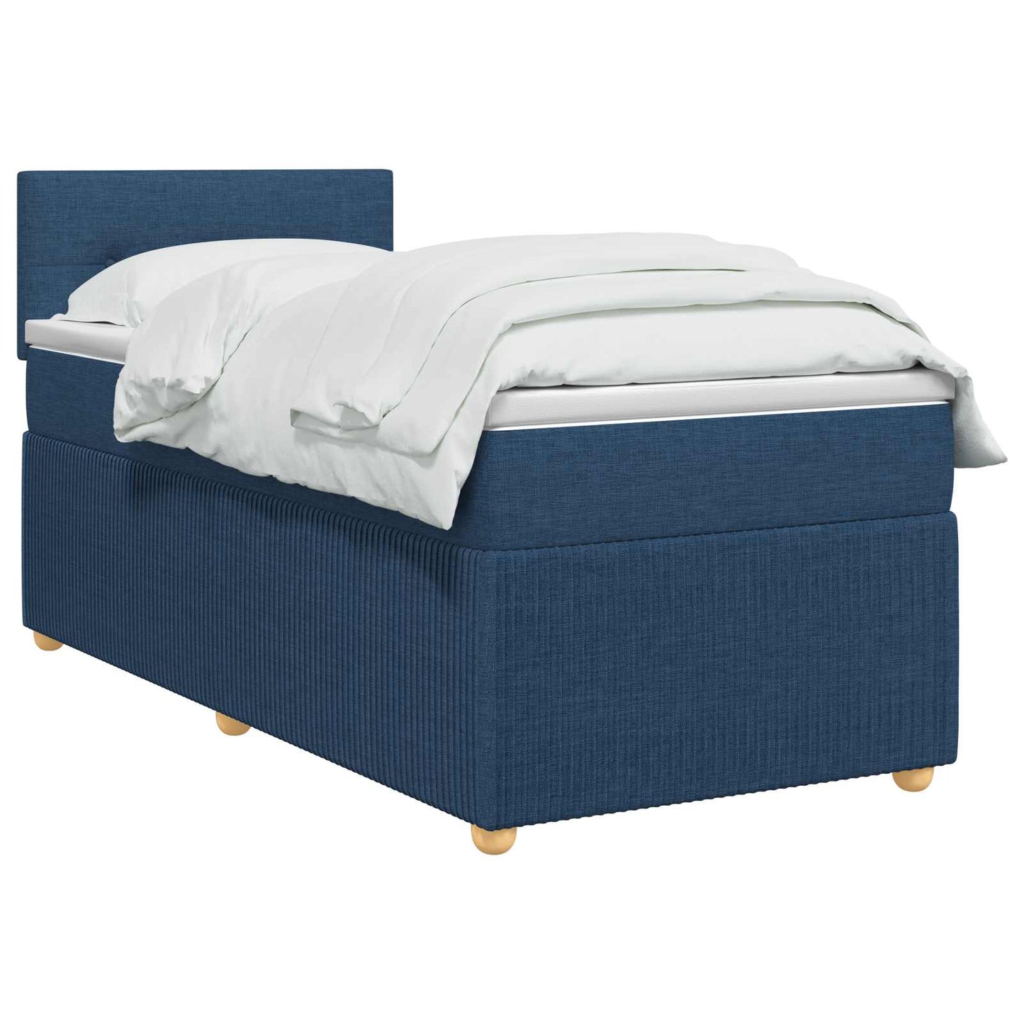 vidaXL Κρεβάτι box spring με στρώμα Μπλε 100 x 200 cm Ύφασμα