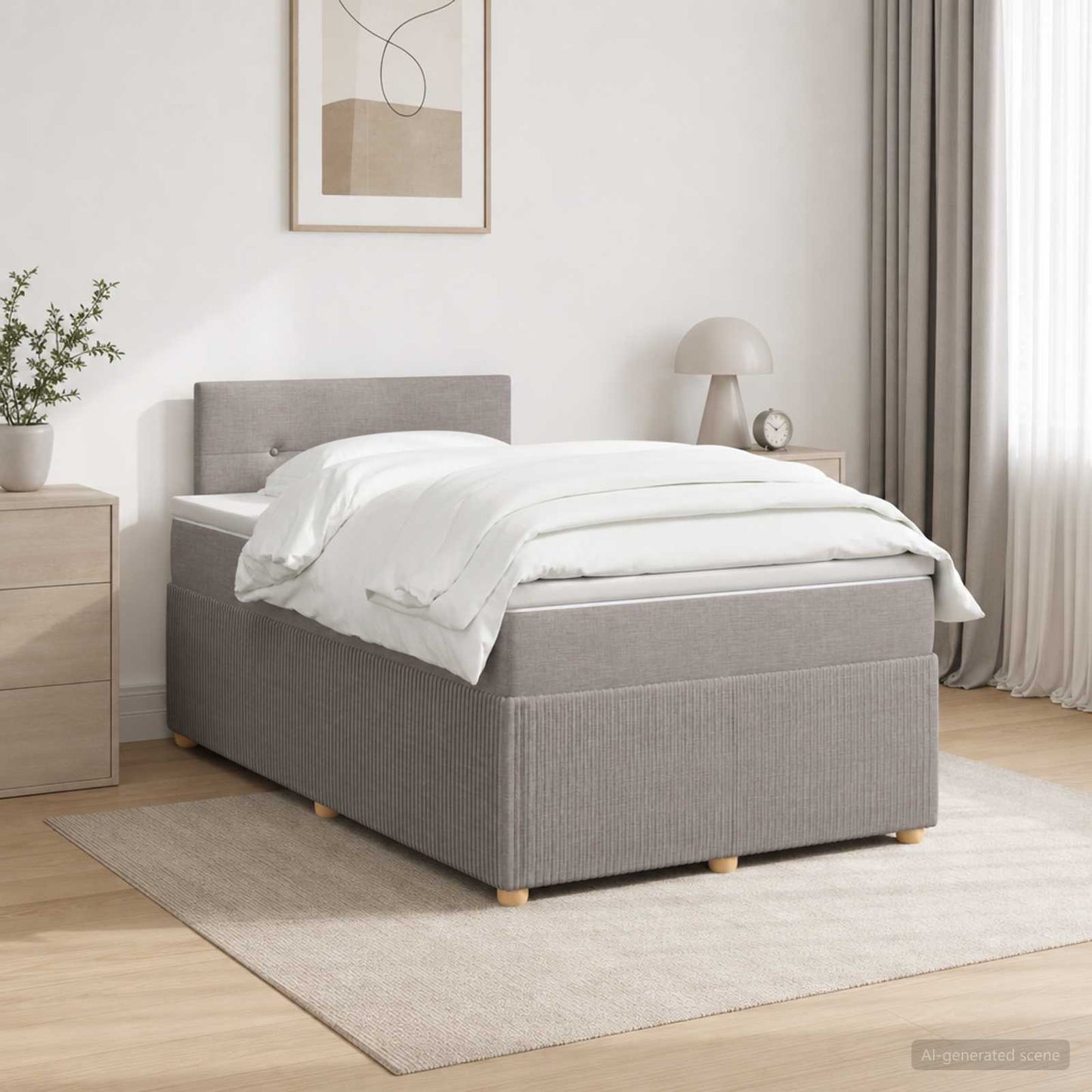 vidaXL Κρεβάτι box spring με στρώμα Taupe 120 x 200 cm Ύφασμα
