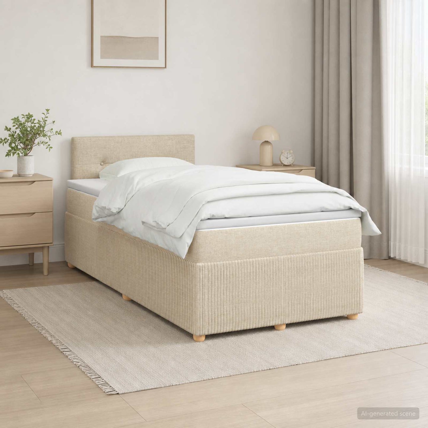 vidaXL Κρεβάτι box spring με στρώμα Κρεμ 120 x 200 cm Ύφασμα