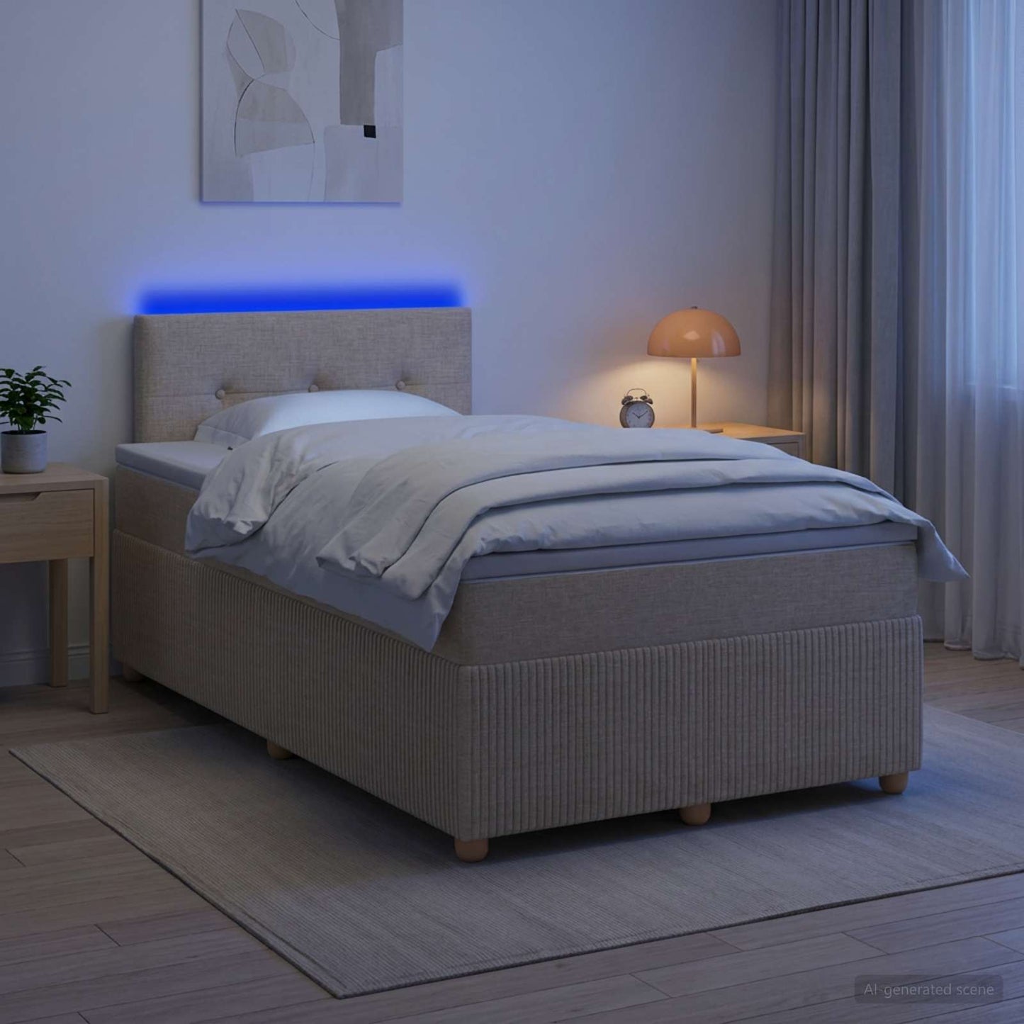 vidaXL Κρεβάτι box spring με στρώμα Κρεμ 120 x 200 cm Ύφασμα