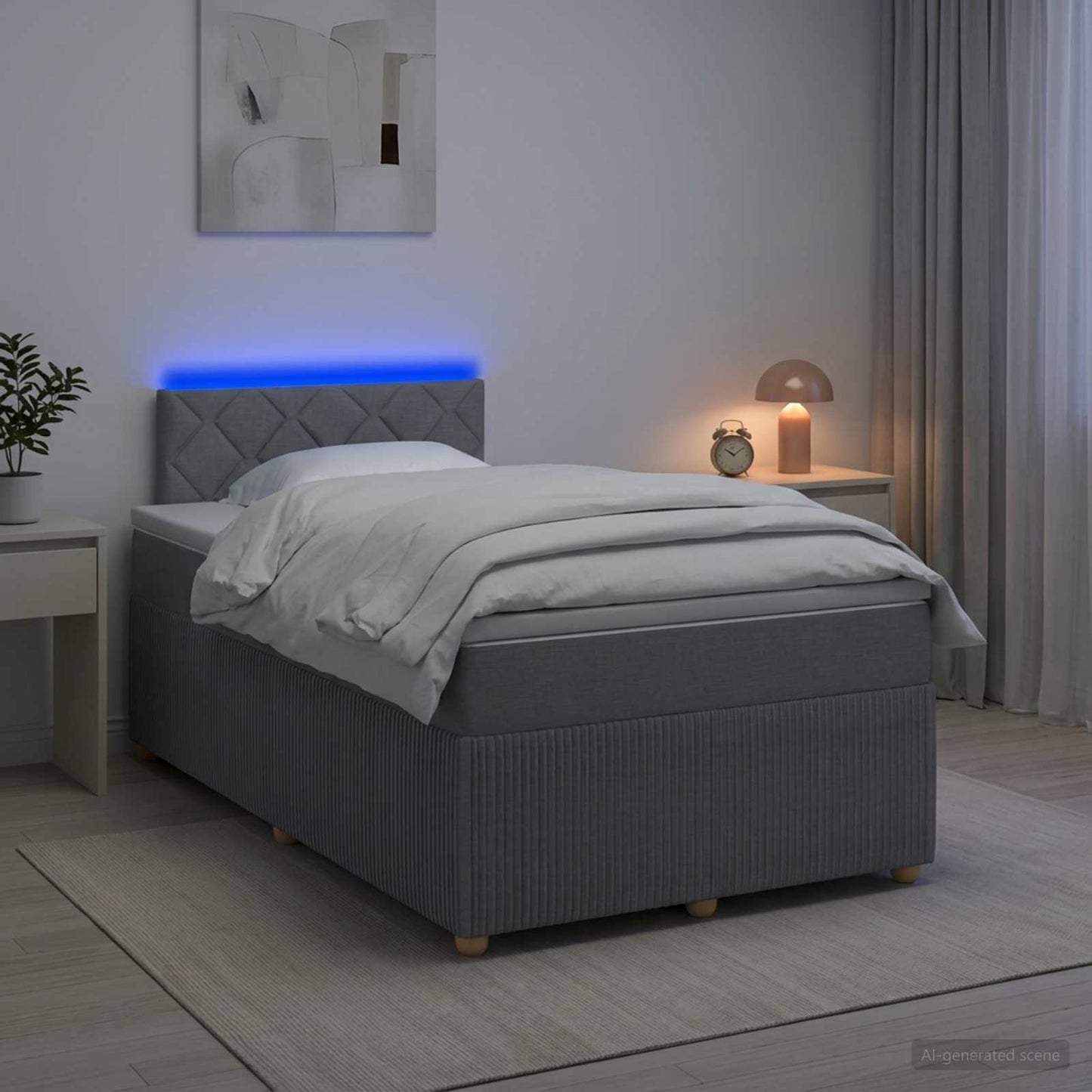 vidaXL Κρεβάτι box spring με στρώμα Ανοιχτό γκρι 120 x 200 cm Ύφασμα