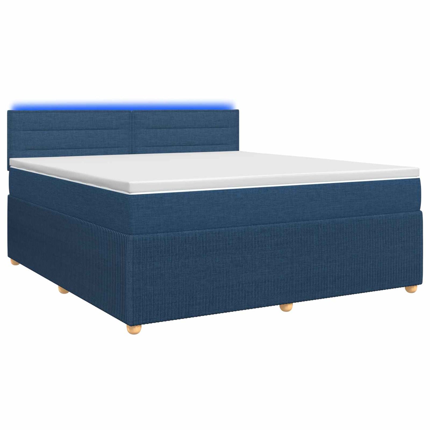 vidaXL Κρεβάτι box spring με στρώμα Μπλε 140 x 200 cm Ύφασμα