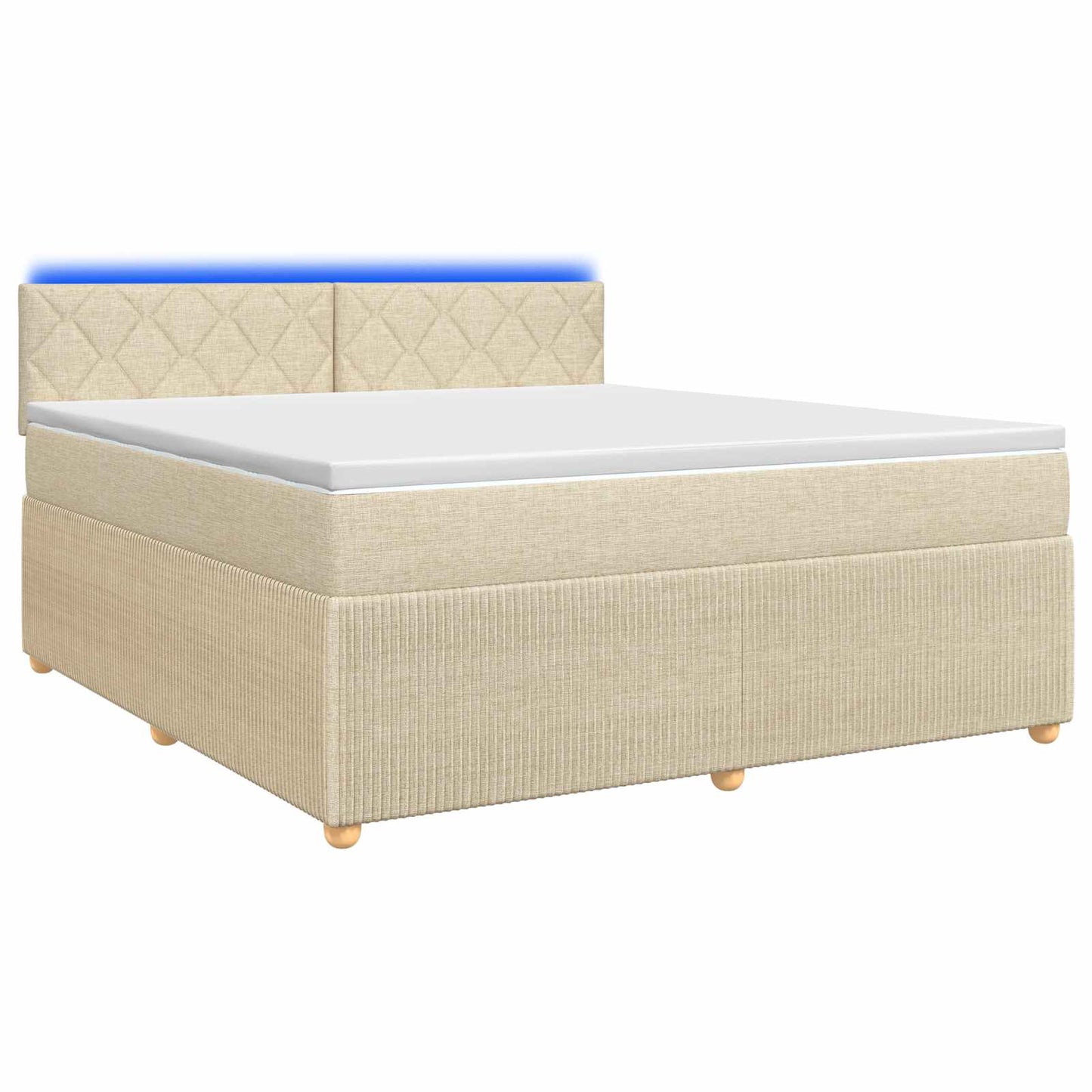 vidaXL Κρεβάτι box spring με στρώμα Κρεμ 160 x 200 cm Ύφασμα